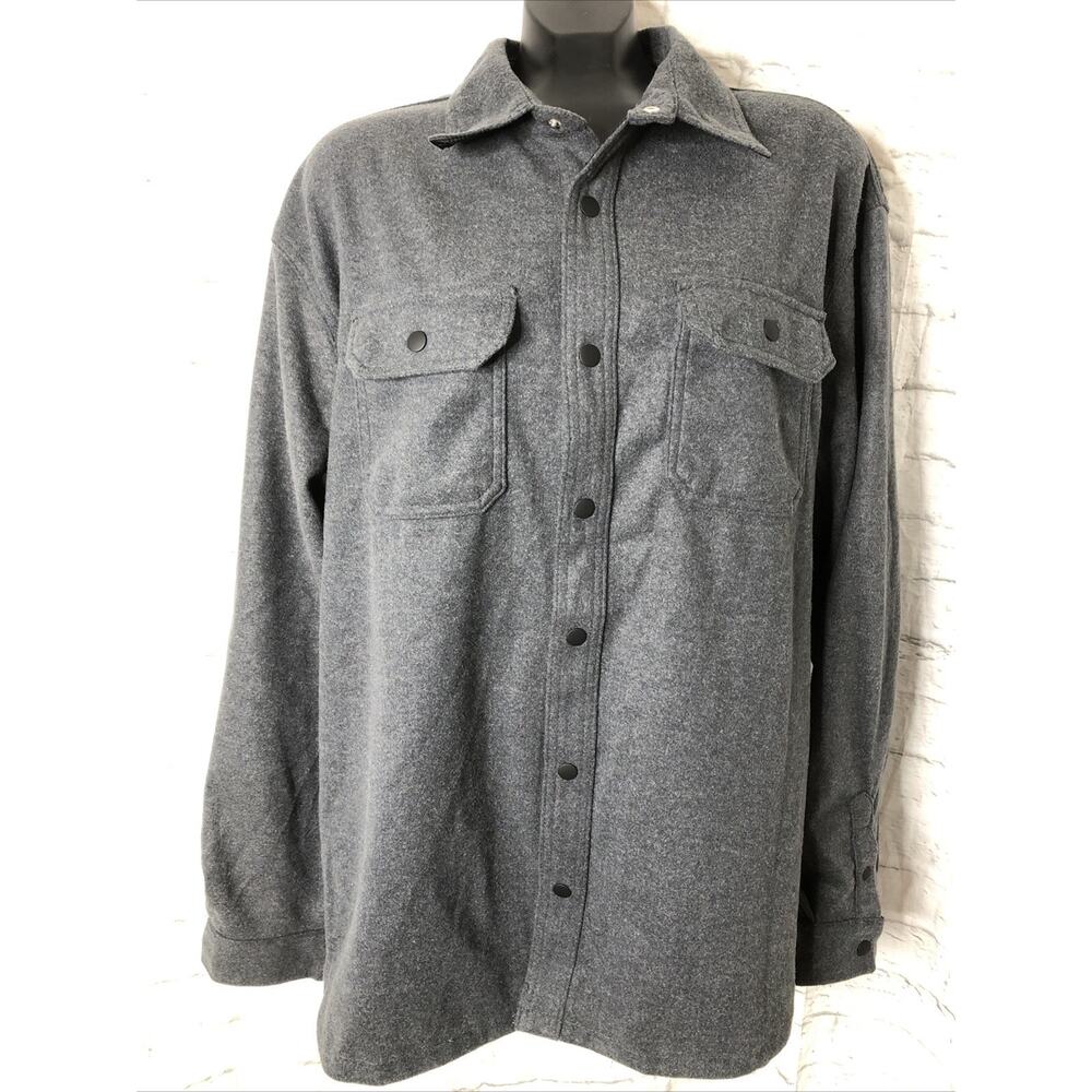 GIASONE Mens Gray Button Up Shirt Jacket Heavyweight Size XXL